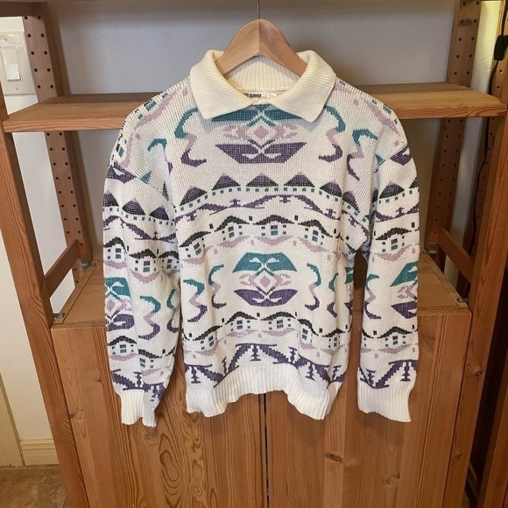 Vintage Alfred Dunner Women’s Medium Cotton Knit Sweater Geometric Streetwear